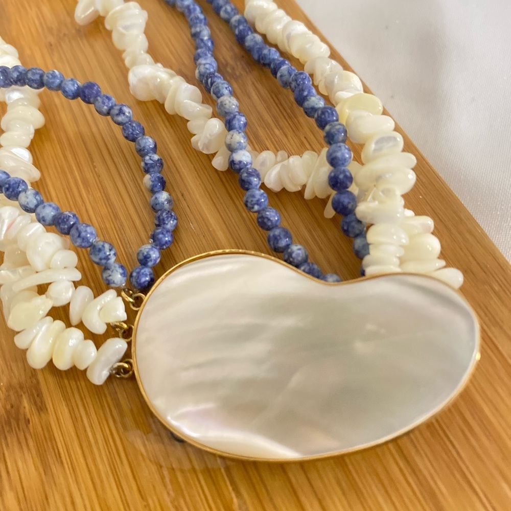 Vintage White Abalone Beaded Shell Necklace